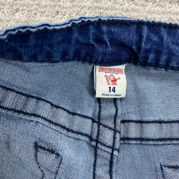 True Religion Jean Shorts Size 14 Boys Blue Denim Cut-Off Short Pants Casual - Picture 5 of 14